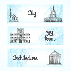 Poster - Set of banners with buildings