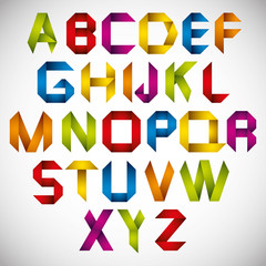 Wall Mural - Origami style font with colorful letters.