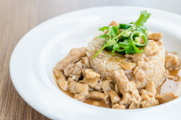 Poster - Chicken with brown sauce on rice