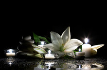 White Lily, Stones And Candles
