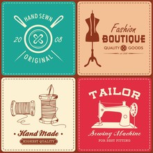 Collection Of Vintage Sewing And Tailor Design Element