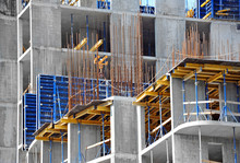 Concrete Formwork And Floor Beams On Construction Site