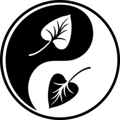 Wall Mural - Leafy black Yin Yang