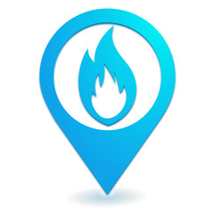 Sticker - flamme sur symbole localisation bleu