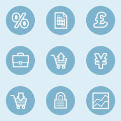 Wall Mural - E-business web icons,  blue buttons