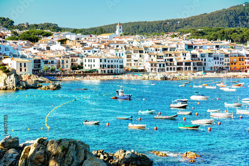 Fotoboard na płycie Calella de palafrugell, costa brava, Katalonia, Hiszpania