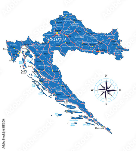 Tapeta ścienna Mapa Chorwacji