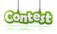 Contest Green Word Text Hanging On White Background