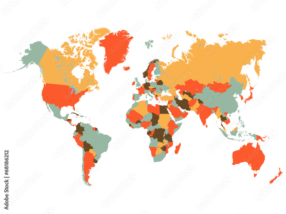 Colorful World Map Illustration Stock Vector | Adobe Stock