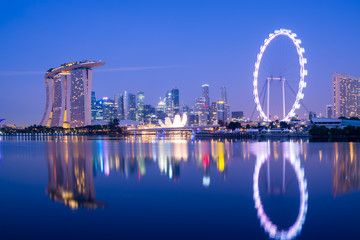 Wall Mural - Singapore Skyline at night.