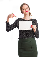 Wall Mural - Young girl with a name card