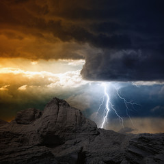 Wall Mural - lightning in mountain