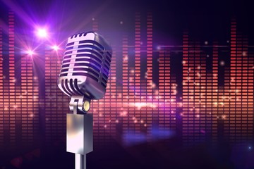 Aufkleber - Composite image of retro chrome microphone