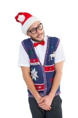 Poster - Geeky hipster in santa hat