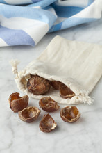 Nutshells Of Soapnuts In A Cotton Bag