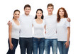 © Syda Productions - group of smiling teenagers in white blank t-shirts