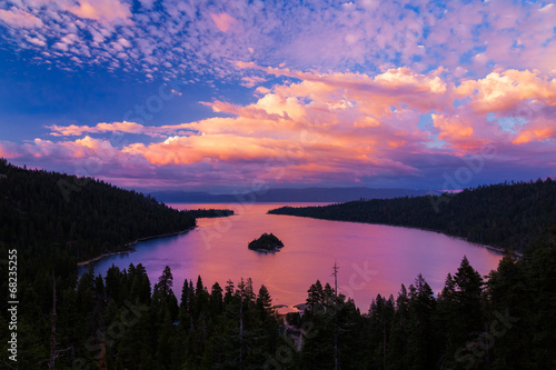 Tapeta ścienna Szmaragdowy zatoka zmierzch, jeziorny tahoe