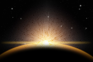 Wall Mural - stellar explosion in galaxy with stars