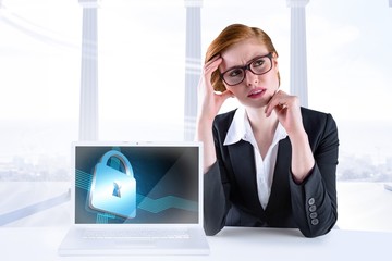 Leinwandbilder - Composite image of thinking redhead businesswoman