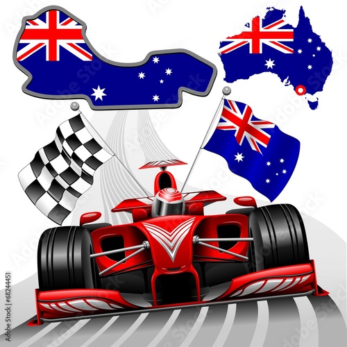 Board z aluminiowym obramowaniem Formuła 1 czerwony samochód wyścigowy gp australia