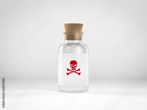 Photo  glass bottle with poison label