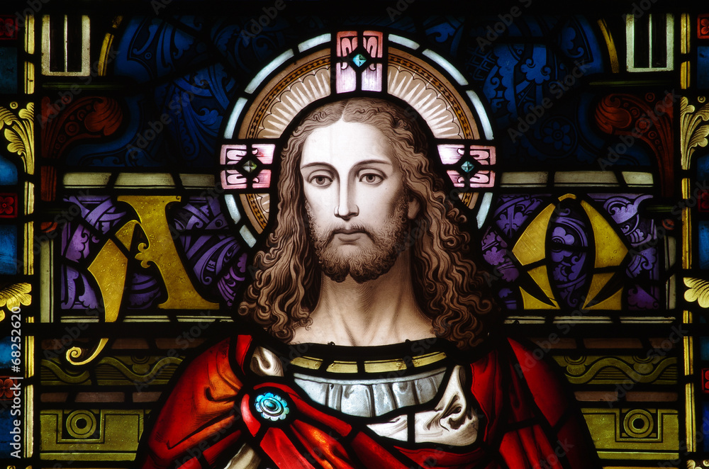 Jesus Christ in stained glass - obrazy, fototapety, plakaty 