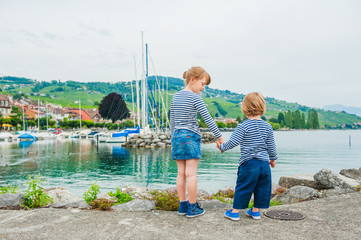 Outdoor portrait of adorable children