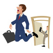 Cartoon illustration of a businessman being kicked out