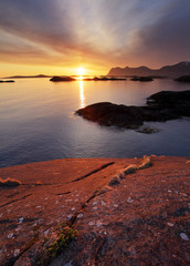 Sticker - Sunset in Norwegian coast,Senja