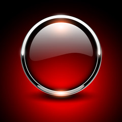 Shiny button, red glossy metallic