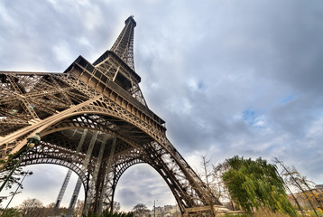 Wall Mural - Magnificence of Eiffel Tower, view of powerful landmark structur
