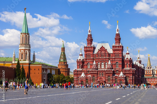 Moscow, Russia. Tourists and citizens walk on Red Square Poster