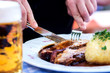 canvas print picture - bayrisches essen mit bier