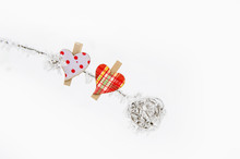 Beautiful Romantic Vintage Red Heart On A White Snow Background.
