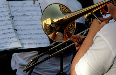 Wall Mural - trombone and music