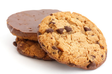 Wall Mural - Chocolate chip cookies with half coated in chocolate.