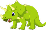 Fototapeta Dinusie - Cute dinosaur triceratops cartoon