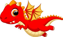Cute Baby Dragon Flying Cartoon