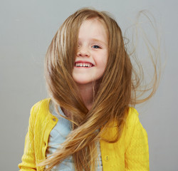 Wall Mural - Portrait of fashion girl with long blond hair.