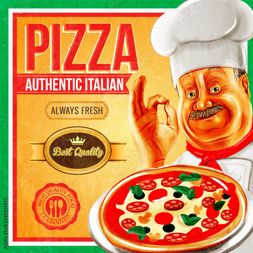 Board z aluminiowym obramowaniem Rocznik pizzy
