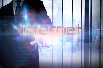 Aufkleber - Businessman presenting the word internet