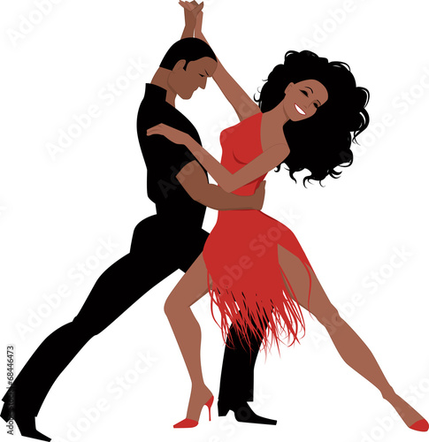 Fotografía Sexy Latino couple dancing, isolated on white
