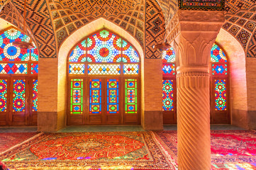 Wall Mural - Interior view of Nasir Al-Mulk Mosque in Shiraz, Iran