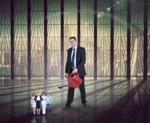 Aufkleber - Composite image of businessman watering tiny business team