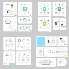 Wall Mural - Collection:Set of web menu navigation elements with icons