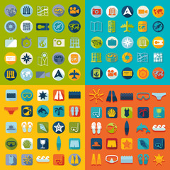 Wall Mural - set of summer tourism icons