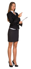 Wall Mural - Businesswoman holding paper holder