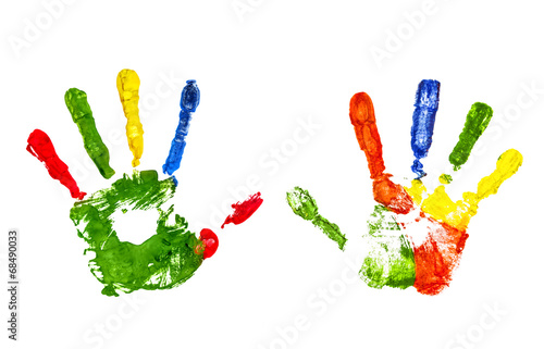 Fotografie, Obraz colorful handprint on an isolated white background