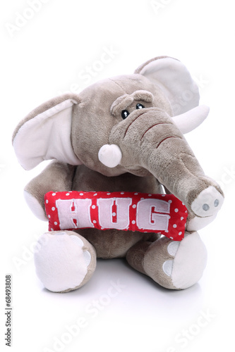 Plush elephant on white bac...