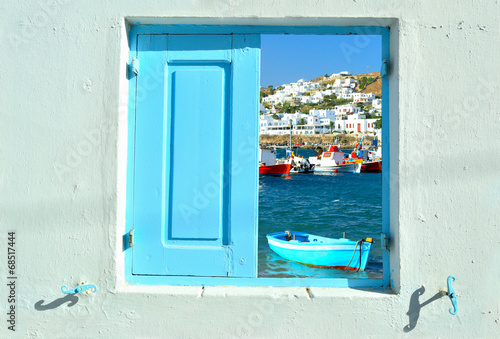 Fotoboard na płycie Okno na piękno Grecji - mykonos